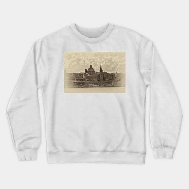 Valletta, Malta antiqued Crewneck Sweatshirt by Violaman